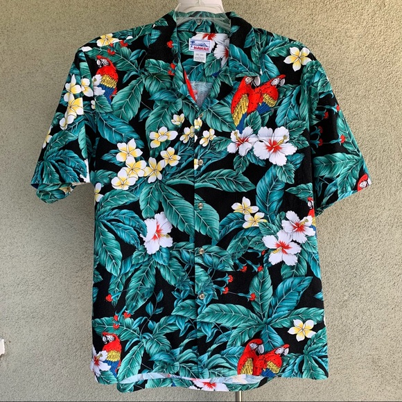 🌴 Hawaiian Aloha Cotton Shirt Parrots 🌴 - Picture 4 of 12